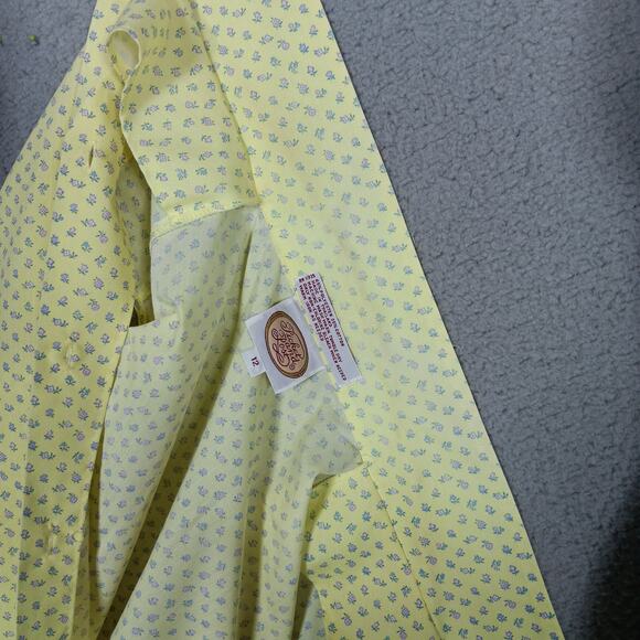 Vintage Picket Pond Post Shirt Size 12 Yellow Ditsey Floral Print Sleeveless - Picture 5 of 5